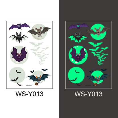 Halloween Glowing Bats Tattoo Stickers Fake Tattoos Paste on Face Arm Leg for Kids Body Art Sticker - 0 - Scribble Snacks