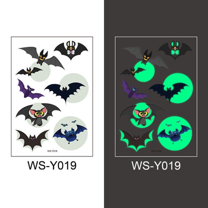 Halloween Glowing Bats Tattoo Stickers Fake Tattoos Paste on Face Arm Leg for Kids Body Art Sticker - 0 - Scribble Snacks