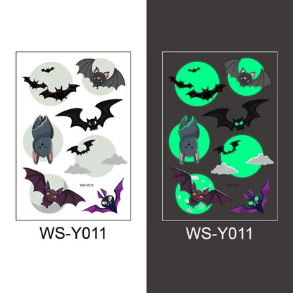 Halloween Glowing Bats Tattoo Stickers Fake Tattoos Paste on Face Arm Leg for Kids Body Art Sticker - 0 - Scribble Snacks