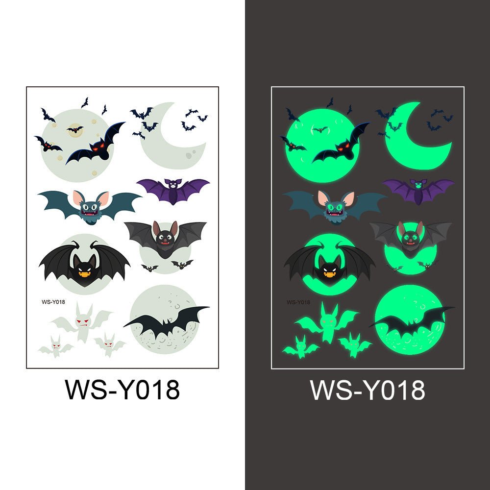 Halloween Glowing Bats Tattoo Stickers Fake Tattoos Paste on Face Arm Leg for Kids Body Art Sticker - 0 - Scribble Snacks