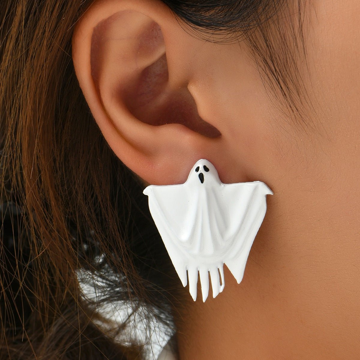 Halloween Hanging Ghost Decoration Hair Dryer Ghost Earrings - 0 - Scribble Snacks