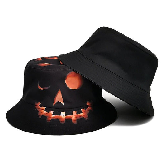 Halloween Hats Creative Cartoon Pumpkin Grimace Printed Sun - shade Fisherman Hat - 0 - Scribble Snacks