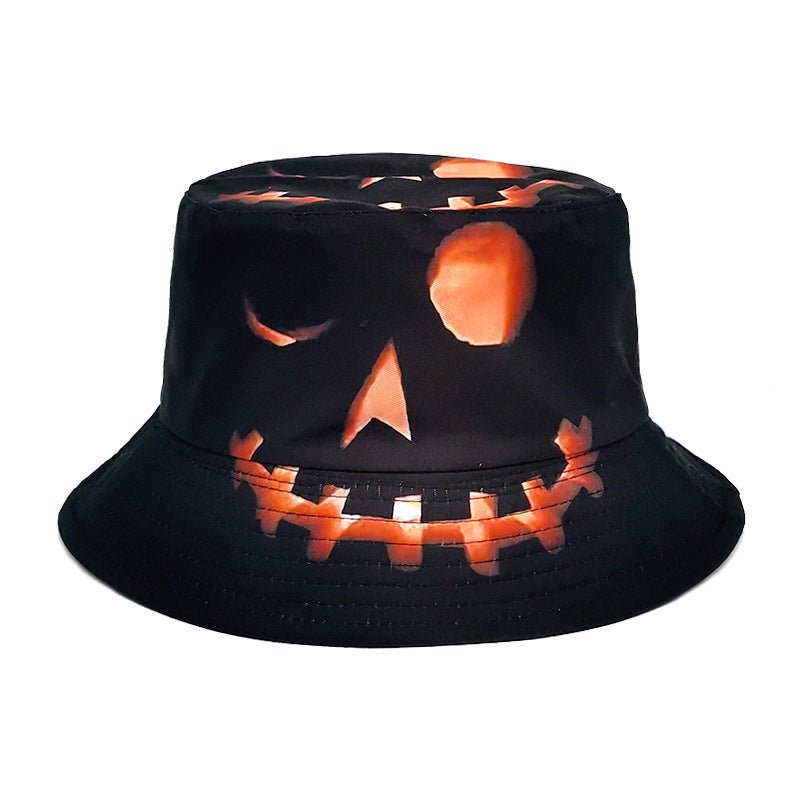 Halloween Hats Creative Cartoon Pumpkin Grimace Printed Sun - shade Fisherman Hat - 0 - Scribble Snacks