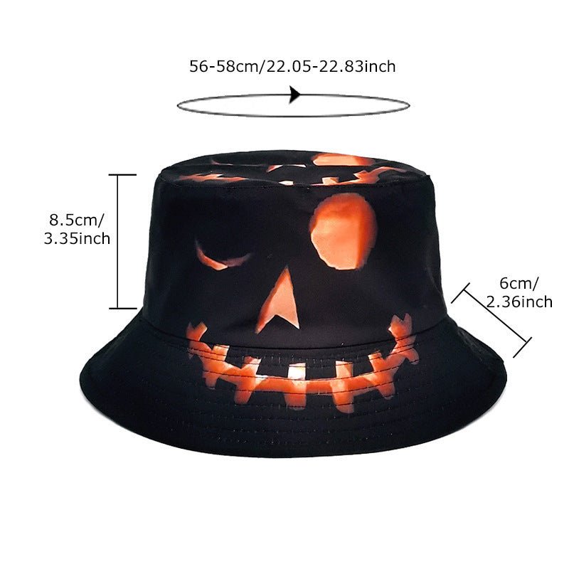 Halloween Hats Creative Cartoon Pumpkin Grimace Printed Sun - shade Fisherman Hat - 0 - Scribble Snacks