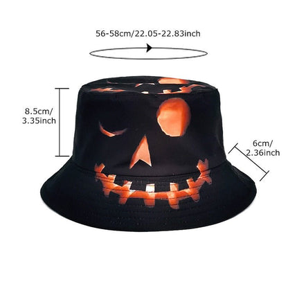 Halloween Hats Creative Cartoon Pumpkin Grimace Printed Sun - shade Fisherman Hat - 0 - Scribble Snacks