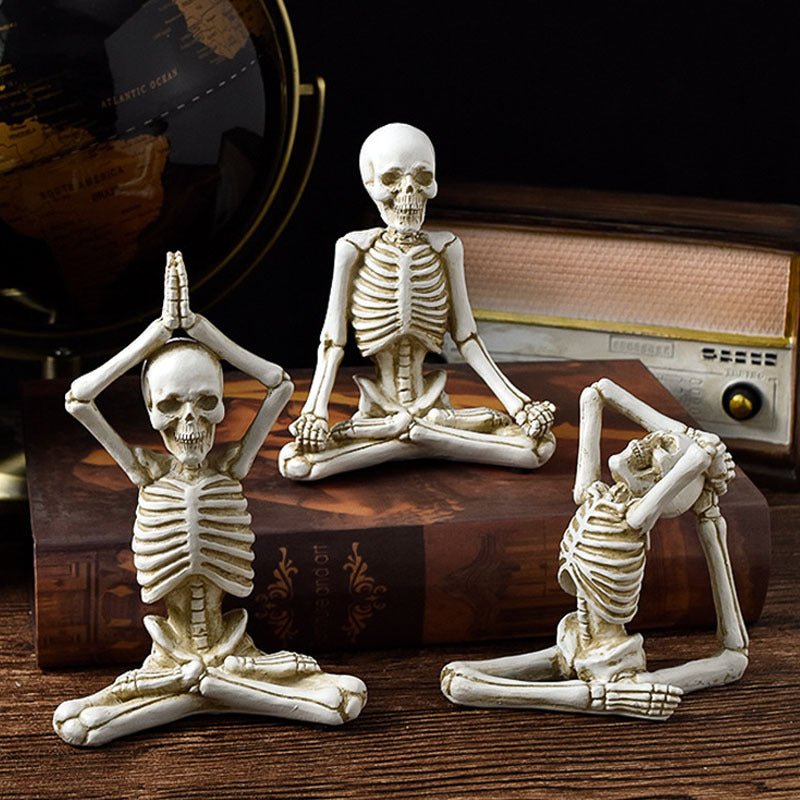 Halloween Horror Desktop Decoration Resin Ornaments Feature Modeling Yoga Skull Skeleton - 0 - Scribble Snacks