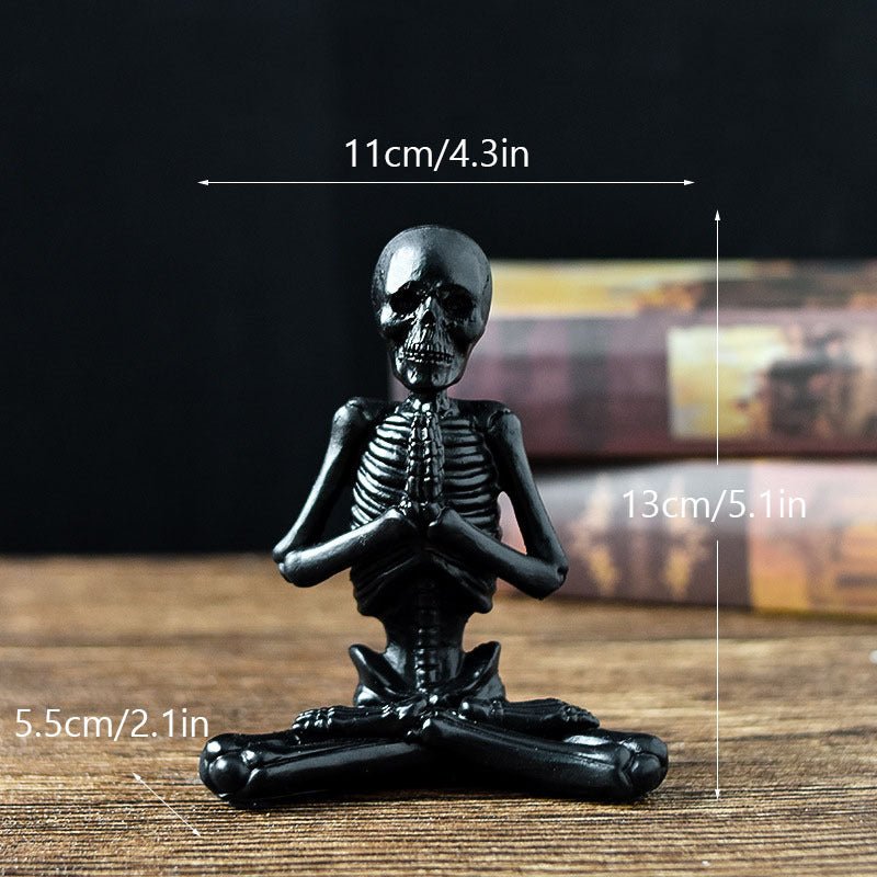 Halloween Horror Desktop Decoration Resin Ornaments Feature Modeling Yoga Skull Skeleton - 0 - Scribble Snacks