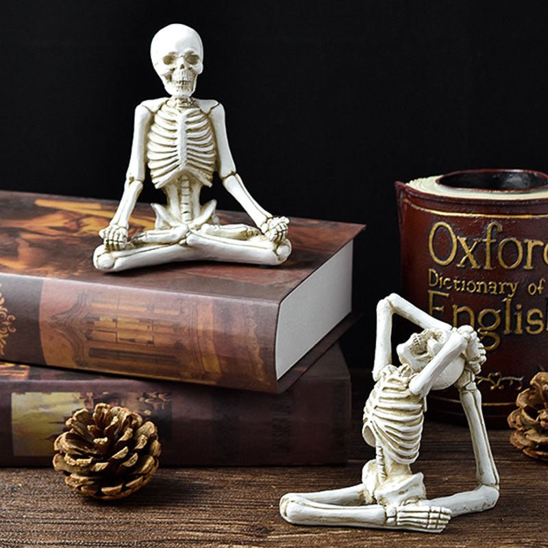 Halloween Horror Desktop Decoration Resin Ornaments Feature Modeling Yoga Skull Skeleton - 0 - Scribble Snacks