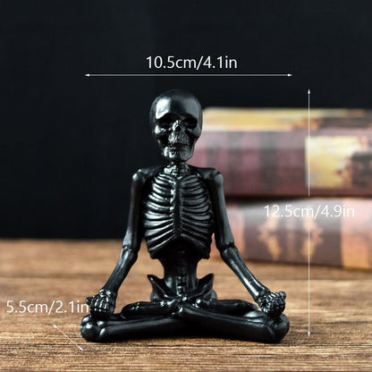 Halloween Horror Desktop Decoration Resin Ornaments Feature Modeling Yoga Skull Skeleton - 0 - Scribble Snacks