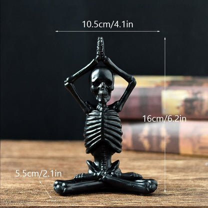 Halloween Horror Desktop Decoration Resin Ornaments Feature Modeling Yoga Skull Skeleton - 0 - Scribble Snacks