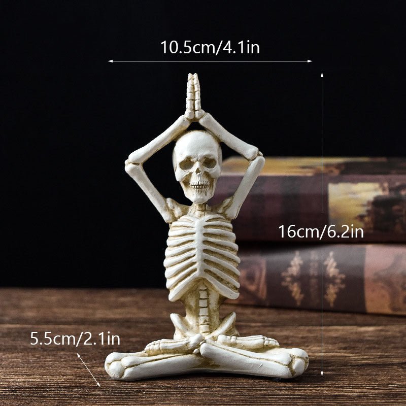 Halloween Horror Desktop Decoration Resin Ornaments Feature Modeling Yoga Skull Skeleton - 0 - Scribble Snacks