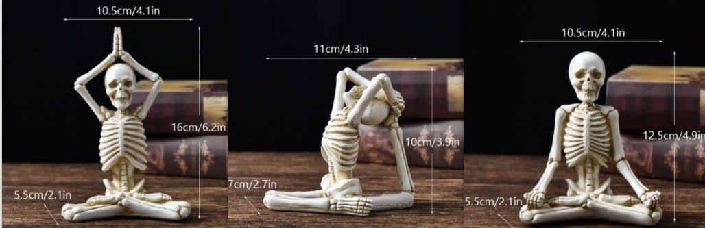 Halloween Horror Desktop Decoration Resin Ornaments Feature Modeling Yoga Skull Skeleton - 0 - Scribble Snacks