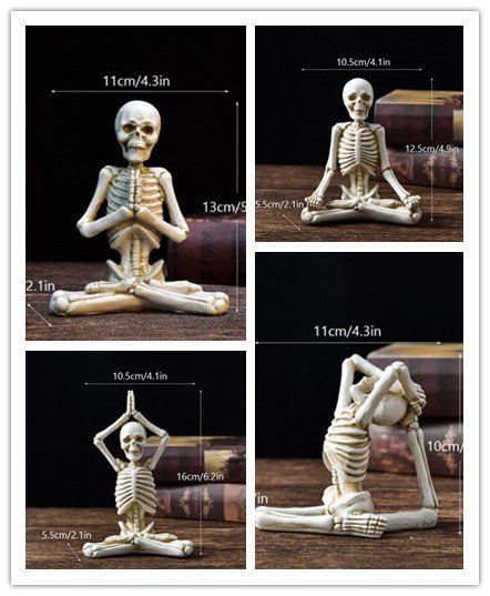 Halloween Horror Desktop Decoration Resin Ornaments Feature Modeling Yoga Skull Skeleton - 0 - Scribble Snacks