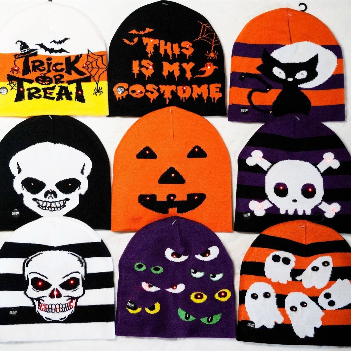 Halloween Horror Expression Luminescent Lamp Knitted Hat - 0 - Scribble Snacks