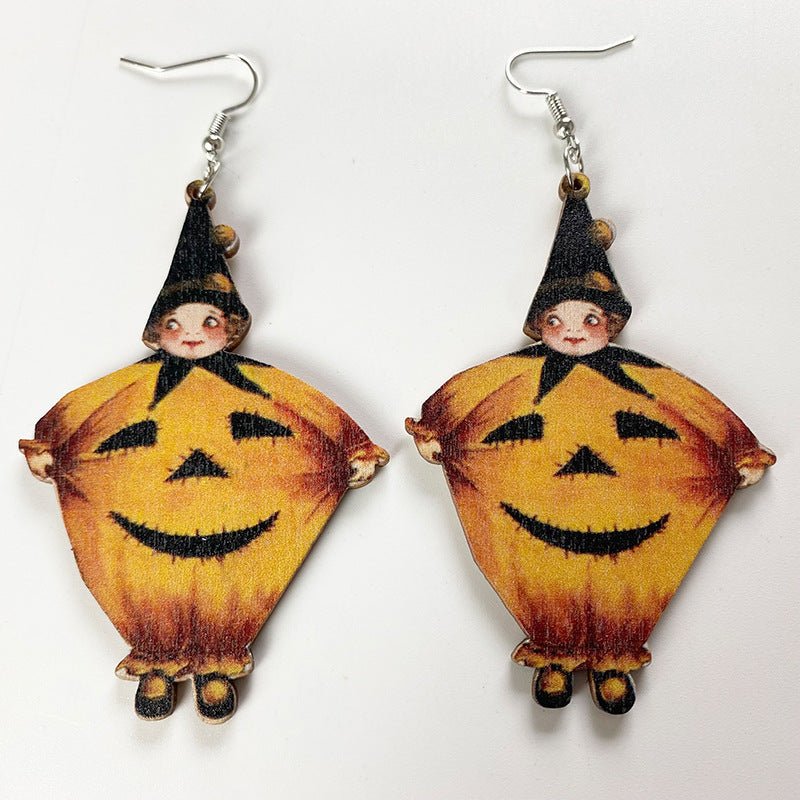 Halloween Horror Ghost Wood Earrings - 0 - Scribble Snacks