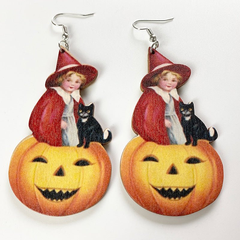 Halloween Horror Ghost Wood Earrings - 0 - Scribble Snacks