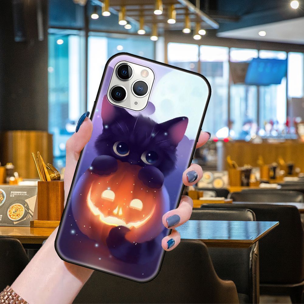 Halloween Jack O Lantern Cat Phone Case - 0 - Scribble Snacks