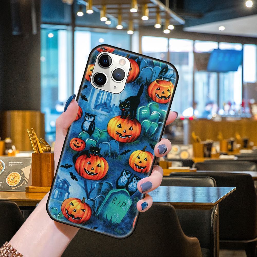 Halloween Jack O Lantern Cat Phone Case - 0 - Scribble Snacks