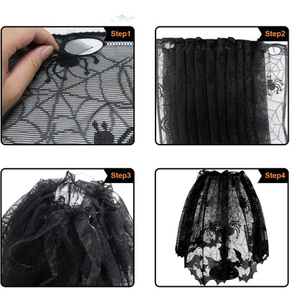 Halloween Lampshade Black Lace Spider Mesh - 0 - Scribble Snacks