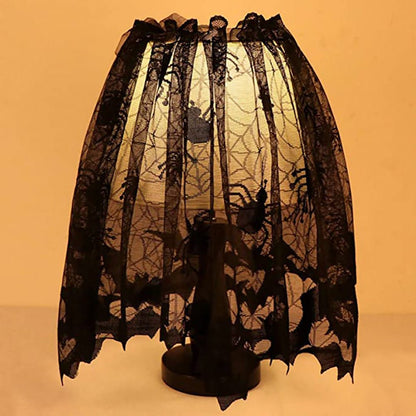 Halloween Lampshade Black Lace Spider Mesh - 0 - Scribble Snacks