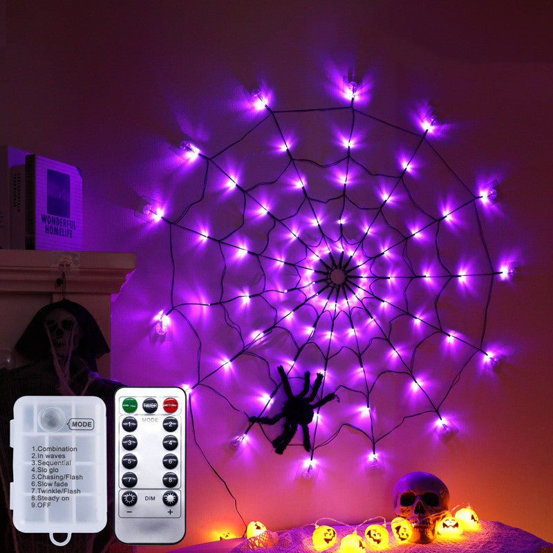 Halloween Led Spider Web String Light 5v Remote Control 8 Modes Net Mesh Atmosphere Lamp Outdoor Indoor Party Decor Led Light - 0 - Scribble Snacks