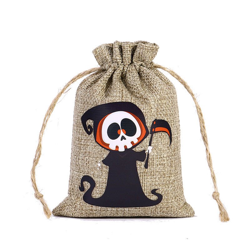 Halloween Linen Drawstring Bag Candy - 0 - Scribble Snacks