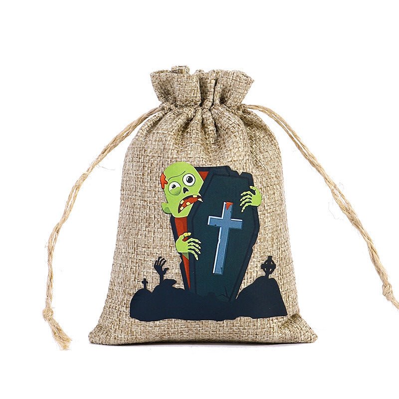 Halloween Linen Drawstring Bag Candy - 0 - Scribble Snacks