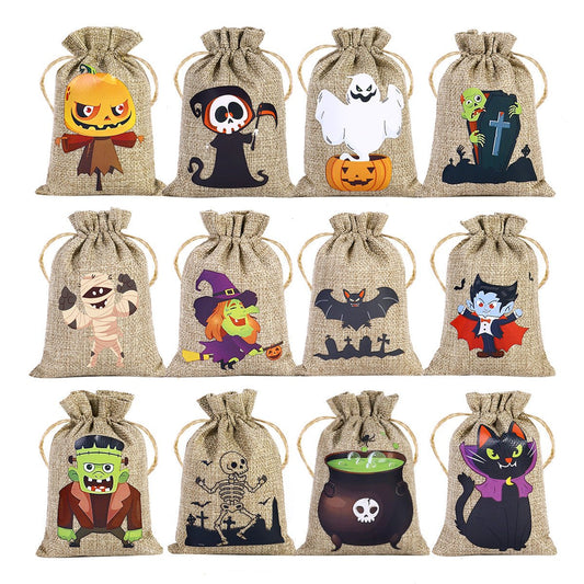 Halloween Linen Drawstring Bag Candy - 0 - Scribble Snacks