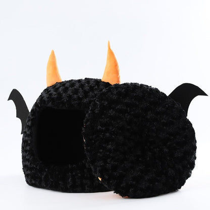 Halloween Little Devil Pet Nest Short Plush Fully Enclosed Warm - 0 - Scribble Snacks