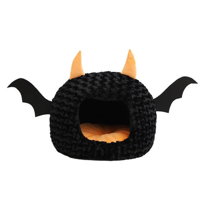 Halloween Little Devil Pet Nest Short Plush Fully Enclosed Warm - 0 - Scribble Snacks