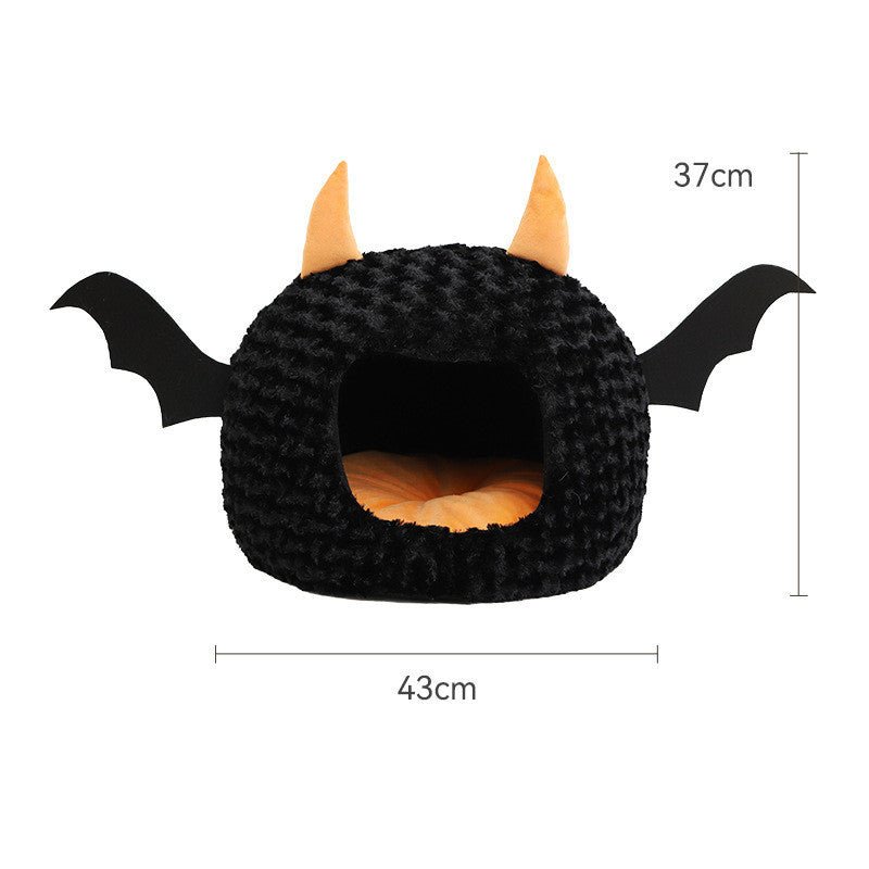 Halloween Little Devil Pet Nest Short Plush Fully Enclosed Warm - 0 - Scribble Snacks