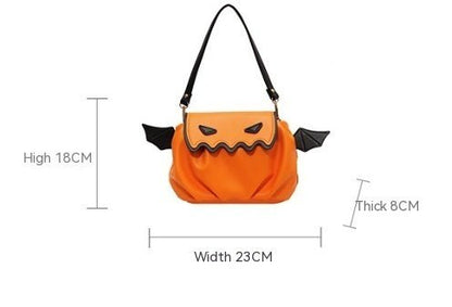 Halloween Little Devil Pumpkin Cute Contrast Color Pleated Cloud Bag - 0 - Scribble Snacks