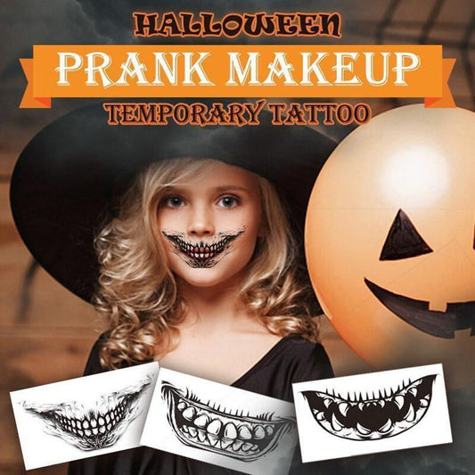 Halloween Mouth Teeth Tattoo Stickers Waterproof - 0 - Scribble Snacks