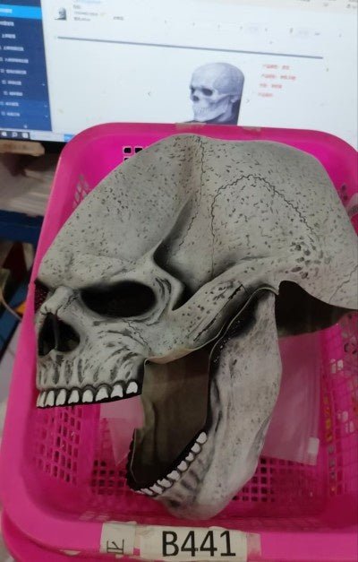 Halloween Movable Mouth Skull Mask Helmet Mouth Movable Skull Full Head Skull Mask - 0 - Scribble Snacks