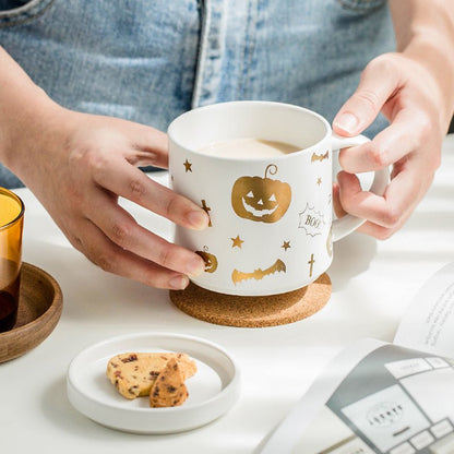 Halloween Mug With Lid Spoon Gift Box Large Capacity Ceramic - 0 - Scribble Snacks