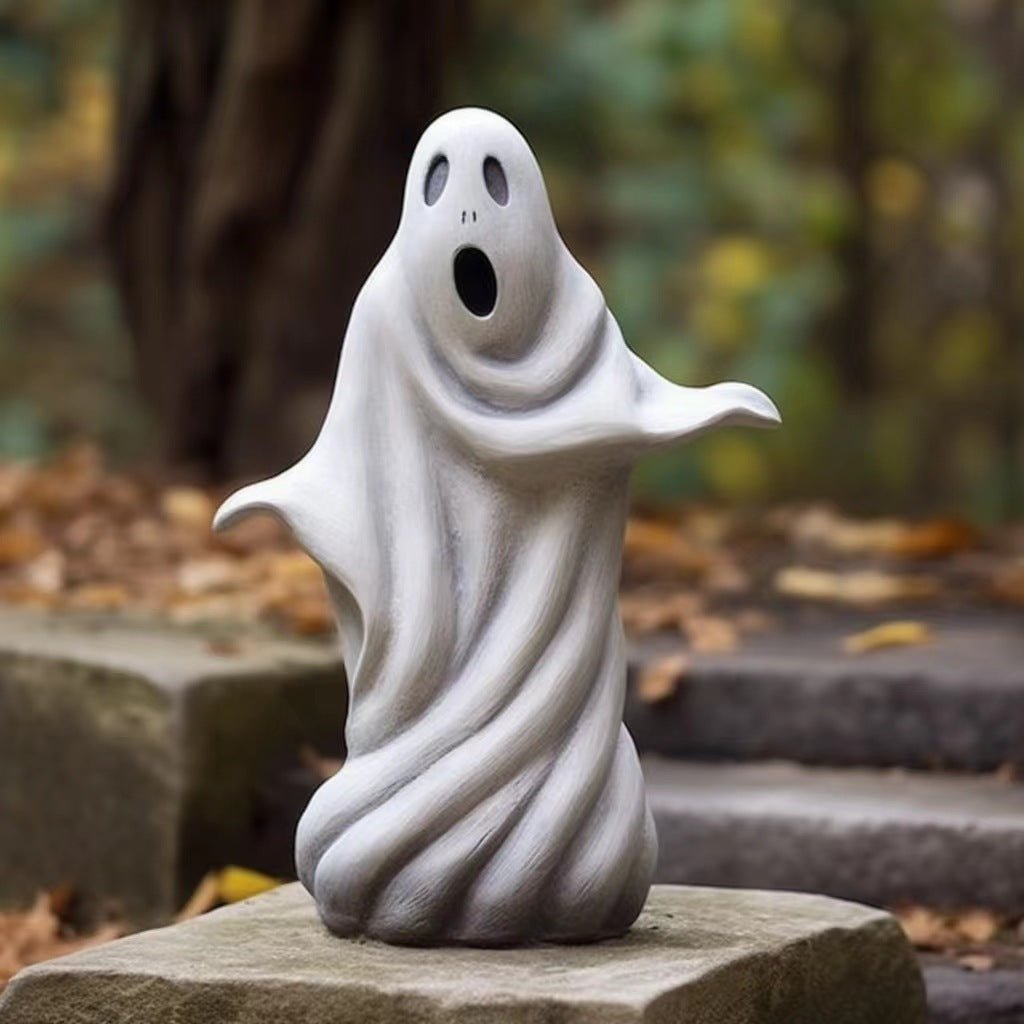 Halloween Outdoor Garden White Ghost Statue Cute Ghost Garden Decoration Resin Crafts - 0 - Scribble Snacks