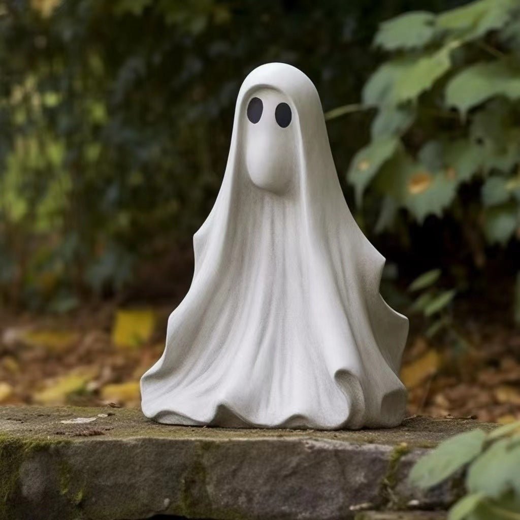 Halloween Outdoor Garden White Ghost Statue Cute Ghost Garden Decoration Resin Crafts - 0 - Scribble Snacks