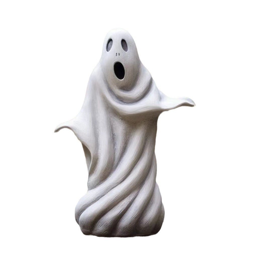 Halloween Outdoor Garden White Ghost Statue Cute Ghost Garden Decoration Resin Crafts - 0 - Scribble Snacks