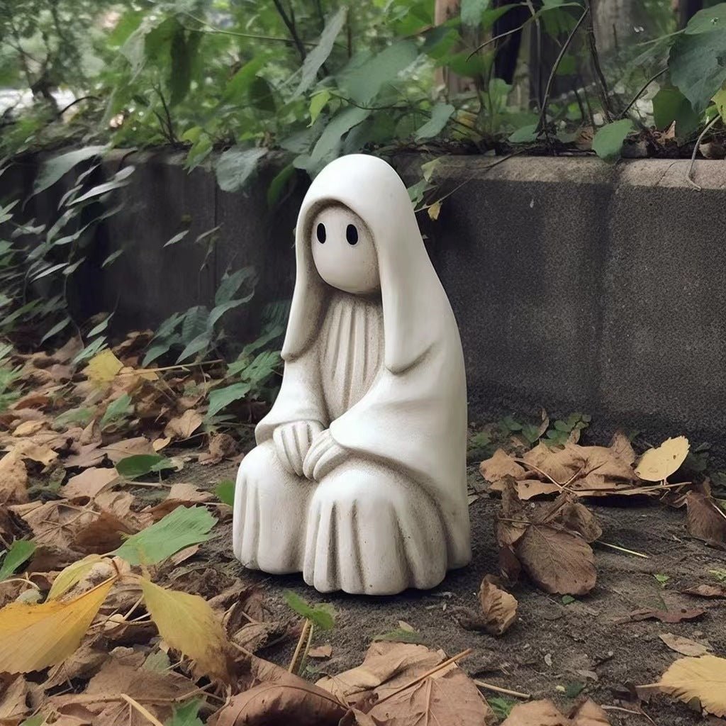 Halloween Outdoor Garden White Ghost Statue Cute Ghost Garden Decoration Resin Crafts - 0 - Scribble Snacks