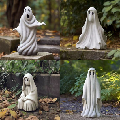 Halloween Outdoor Garden White Ghost Statue Cute Ghost Garden Decoration Resin Crafts - 0 - Scribble Snacks