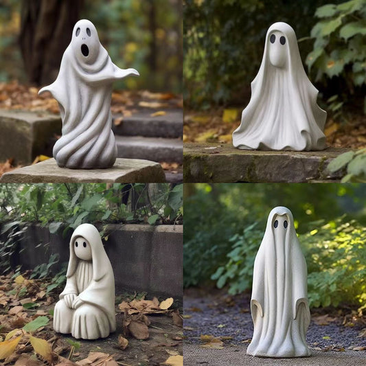 Halloween Outdoor Garden White Ghost Statue Cute Ghost Garden Decoration Resin Crafts - 0 - Scribble Snacks