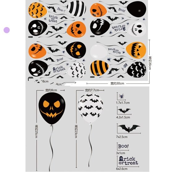 Halloween Party Ghost Zombie Pumpkin Lamp Spider Glass Window Decoration Stickers - 0 - Scribble Snacks