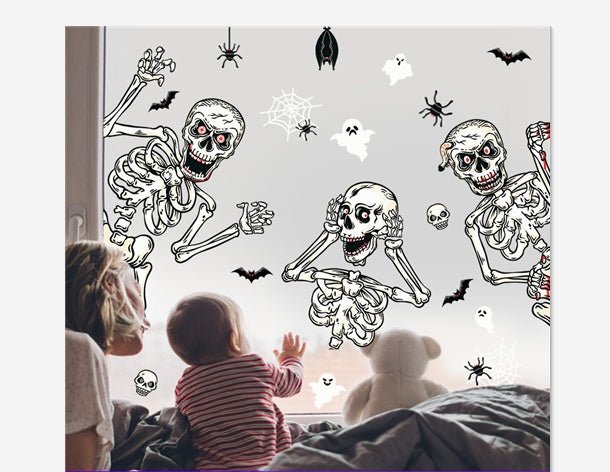 Halloween Party Ghost Zombie Pumpkin Lamp Spider Glass Window Decoration Stickers - 0 - Scribble Snacks