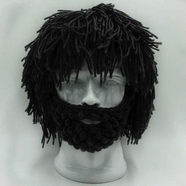 Halloween party spoof knit wool hats handmade beard men and women wig hats - 0 - Scribble Snacks