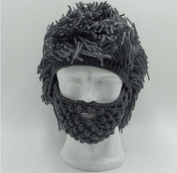 Halloween party spoof knit wool hats handmade beard men and women wig hats - 0 - Scribble Snacks