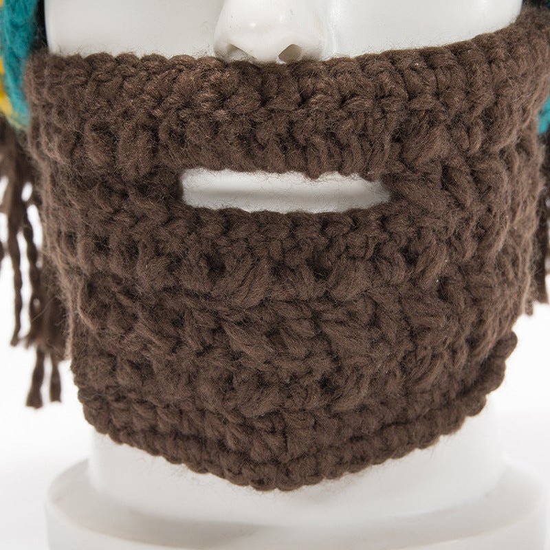 Halloween party spoof knit wool hats handmade beard men and women wig hats - 0 - Scribble Snacks