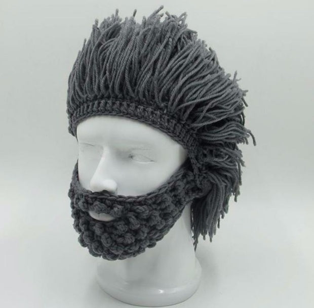 Halloween party spoof knit wool hats handmade beard men and women wig hats - 0 - Scribble Snacks