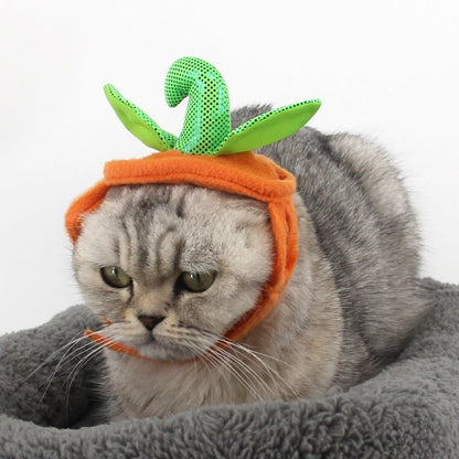 Halloween Pet Cats Costume Props Creative Pumpkin Shape Green Leaf Decoration Cosplay Clothing Holiday Garment Supplies - 0 - Scribble Snacks