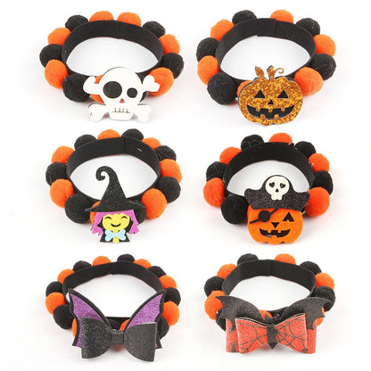 Halloween Pet Fur Ball Collar Pumpkin Accessories - 0 - Scribble Snacks