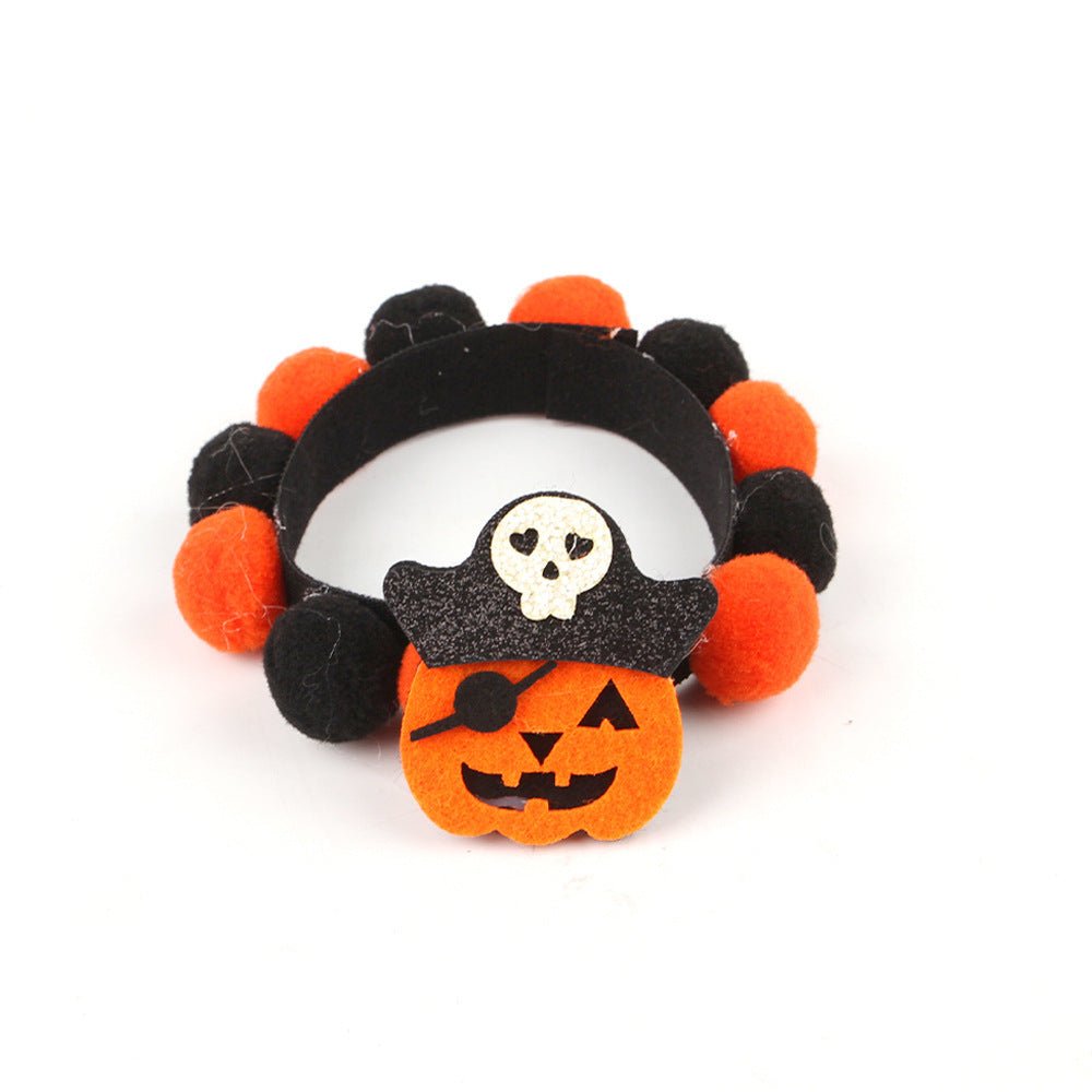 Halloween Pet Fur Ball Collar Pumpkin Accessories - 0 - Scribble Snacks